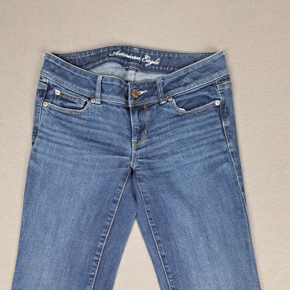 American Eagle Jeans Womens 8 Blue Slim Boot Stretch Waist Denim Cowgirl 32" Leg - Picture 2 of 11
